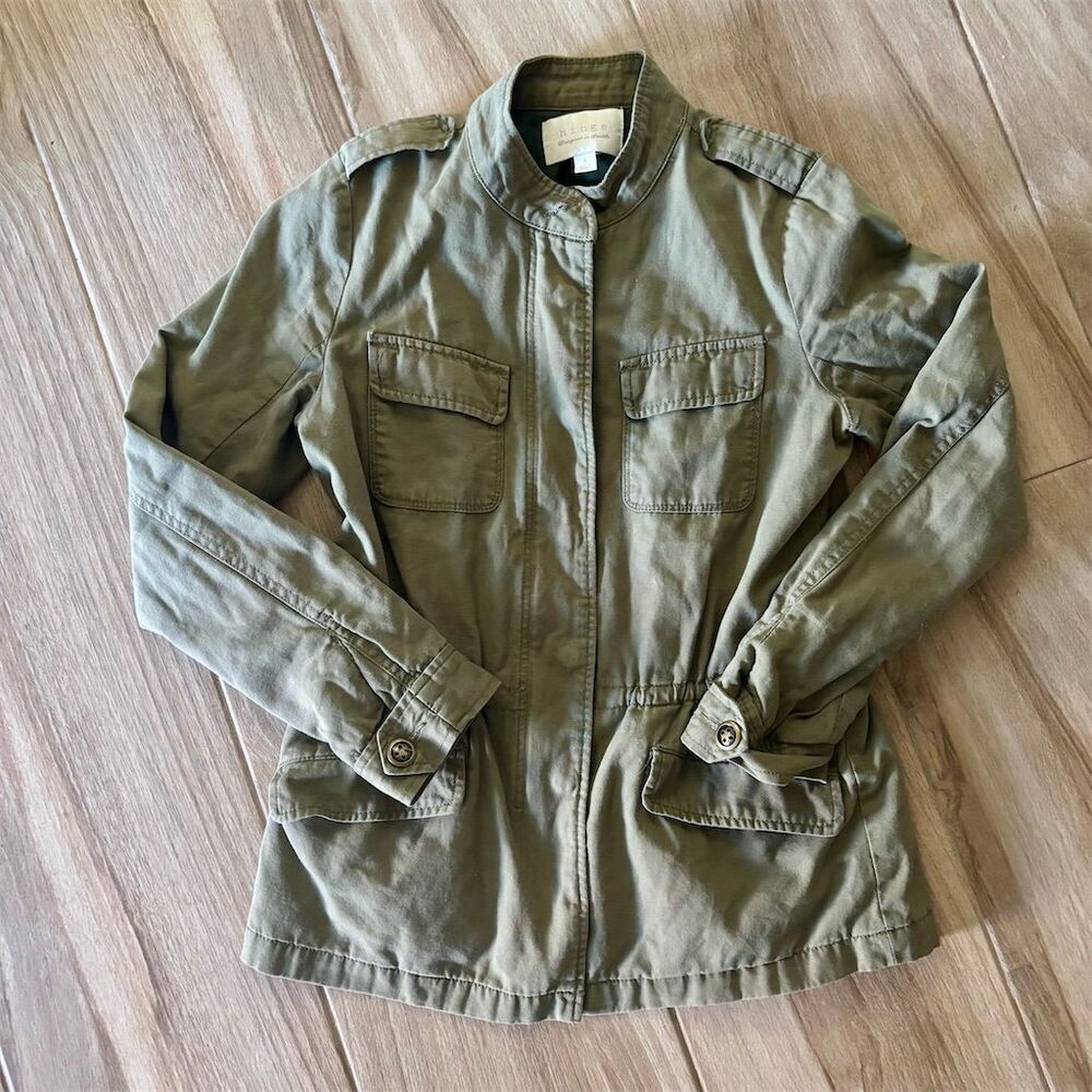 Hinge Women's Military Utility Jacket Green Small with Pockets